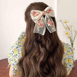 Inilbran Vintage Lace French Bowknot Hairclip, 1 Count (Pack of 1), White, Floral Net, Women, Hair Clip, Wedding, Party, Gift