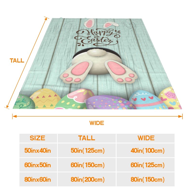 JOOCAR JOOCAR Flannel Throw Blanket Happy Easter Bunny Eggs Cozy&Soft
