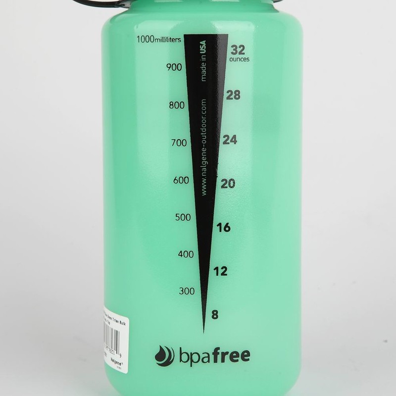 Nalgene Tritan Wide Mouth BPA-Free Water Bottle, Glows Green, 33