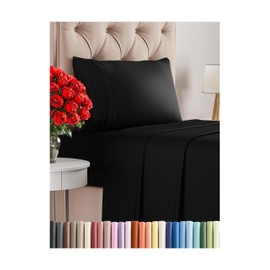 CGK Unlimited Twin XL Size 3 Piece Sheet Set - Comfy Breathable & Cooling Bed Sheets Set - Hotel Luxury Bedding for Women, Men, Kids & Teens - Deep Pockets, Easy-Fit, Super Soft & Wrinkle Free - Oeko-Tex - Black
