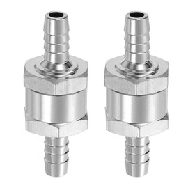 sourcing map 2Pcs 8mm (5/16") Fuel Check Valve, Non-Return One Way Check Valve, Aluminum Alloy Control Accessories for Petrol, Diesel, Gas, Oil, Air, Water, Silver