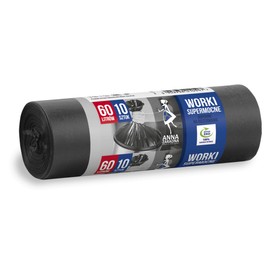 Anna Zaradna ST-AZ-010547 rubbish bags tear-resistant super strong 60 L, pack of 10, rubbish bags for household waste, office made of thick LDPE, regranulate film, colour: Black.