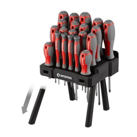 INTERTOOL 20pcs Screwdriver Set, Magnetic Tips, Phillips, Slotted, Torx, High Strength Chrome Vanadium Steel, Organzier Rack VT08-3371
