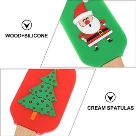 Operitacx Silikonspatel Weihnachtliche Gummispatel Mit Holzgriff Hitzebeständige Spatel Sahneschaber Zum Rühren Und Verteilen Von Butter