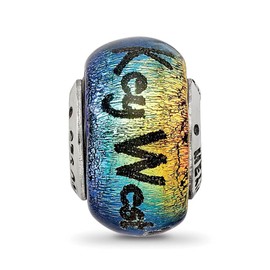 The Black Bow Orange Dichroic Glass, Sterling Silver Key West & Palm Tree Bead Charm