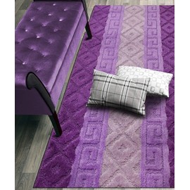 Custom Size Hallway Runner Rug, Slip Resistant, 26 Inch Wide X Your Choice of Length, Meander Lilac, 26 Inch X 23 feet