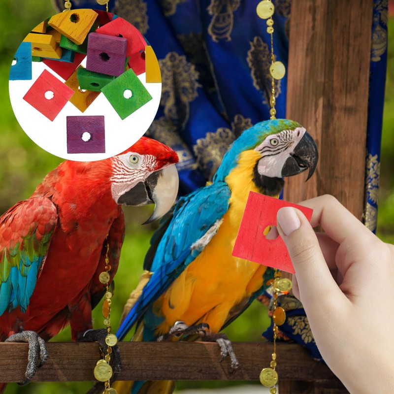 SEWACC 100pcs Parrot Wooden Chewing Toys, Bird Toy Wood Blocks,