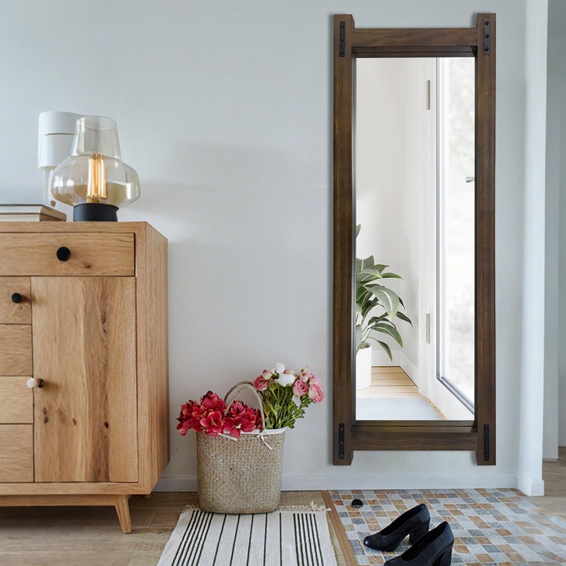 Full Length Mirror with Wood Frame ，60" x 21" Standing
