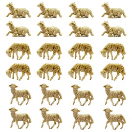 Set of 24 Beige Miniature Sheep 5cm Resin Animals Sheep Assorted Nativity Scene Christmas Landscape Christmas Scenario