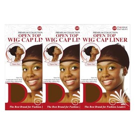 DONNA Weaving Caps Open Top Wig Cap Liner | Brown Wig Caps for Women | Breathable Hair Net for Wigs & Extensions (3 PC)
