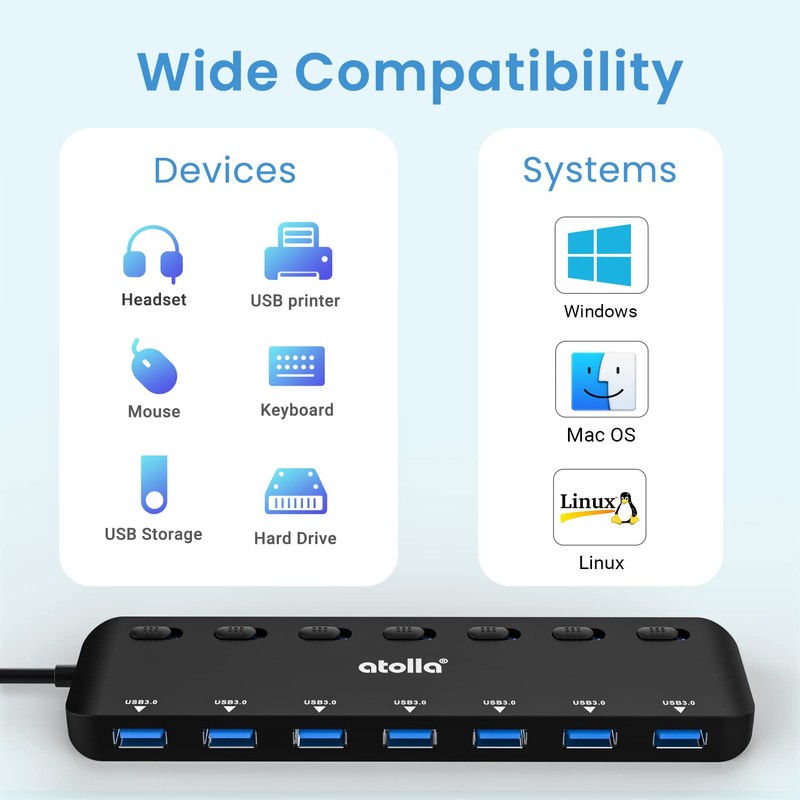 atolla Hub USB 3.0, 7 Puertos Multi USB 3.0 SuperSpeed