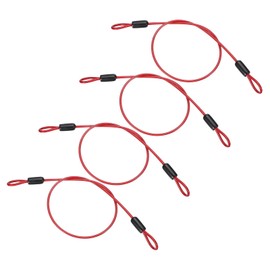 PATIKIL 1/8" Dia Vinyl Coated Stainless Steel Cable with Loops, 4 Pcs 1.6ft (20") Flexible Wire Rope Security Chain Lanyard Lock for Outdoor Stage Lighting Luggage Lock, Red