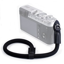 [VKO] カメラリストストラップ ハンドストラップ 一眼レフ/ミラーレス/コンパクトカメラ用 クライミングロープ製（黒）