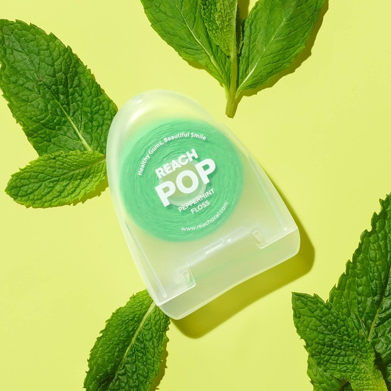 REACH POP Dental Floss, Peppermint, Plaque Remover for Teeth, Shred