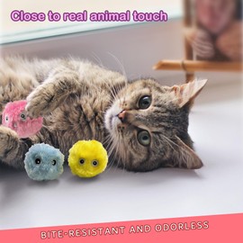 DILISS Cat Toys, Interactive Cat Toy for Indoor Cats, Catnip Chirp Balls Promote cat Exercise, 3 Pack Cat Kicker Toys, 3 Lifelike Animal Sounds, Kitty Furry Catnip cat Toys