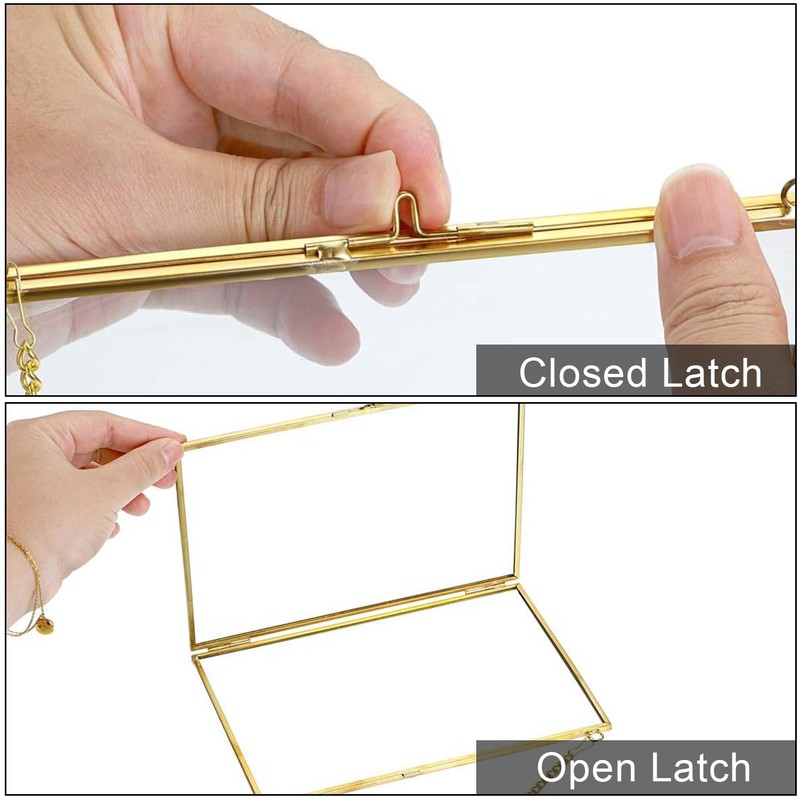 LOSYHU 4 Pack 5" x 7" Brass Hanging Photo Frame
