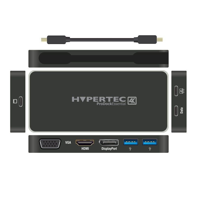 Hypertec ProDock Essential 4K Universal USB-C Docking Station Featuring VGA,