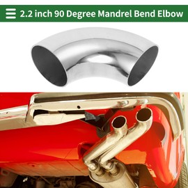Motoforti 2pcs 90 Degree Mandrel Bend Elbow Car Exhaust Pipe Tubing Piping 2.2" Inch OD Thickness 1.5mm/16GA 57x160x1.5mm 304 Stainless Steel Silver Tone