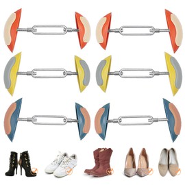 Qixuer 3 Pairs of Adjustable Shoe Stretchers, Shoe Width, Adjustable Shoe Width, 7-12 cm Pressing Shoes Width, TPR Shoe Support, for Leather Shoes, Boots, High Heels, Sports Shoes, Orange, blue,