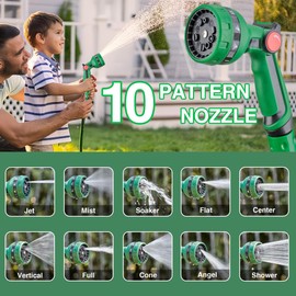 OasisTrim 1/2" x 50FT Retractable Garden Hose Reel，With 10 Patterns Spray Nozzle，Portable Heavy Duty Garden Hose Holder for Garden Watering，Car & Patio Washing，Pet Cleaning（Green）