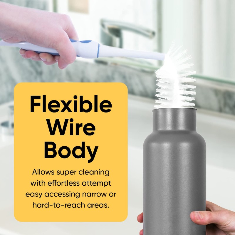 Superio Bottle Brush Scrubber Long, Blue and White Baby Bottle