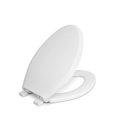 Centoco Elongated Toilet Seat Soft Close, Closed Front with Cover, Plastic, Made in the USA, 3800SC-001, White