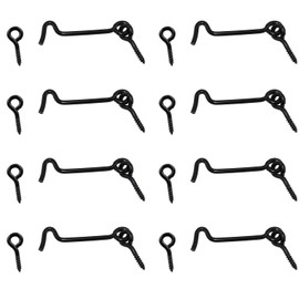 Maxmoral 8PCS 2.5 Inch Screw in Type Cabin Hook Eye Lock Black Metal Pivot Window Latch for Locking Sheds Closets Cabinet