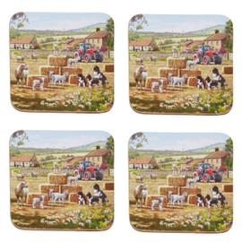 The Leonardo Collection Collie & Sheep Coasters Set of 4 | Coasters Set For All Modern Kitchen & Offices | Designed By Macneil Studios | Coasters For All Types of Cups & Mugs