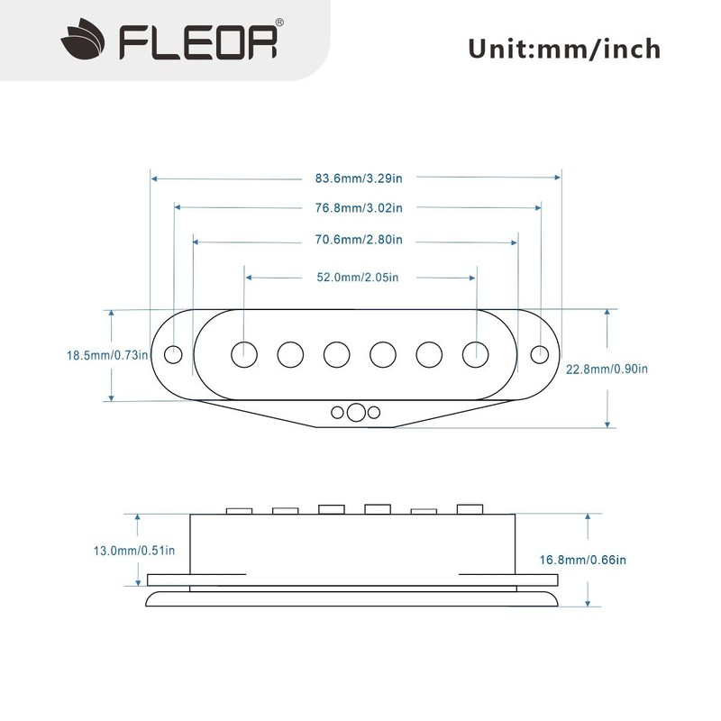 FLEOR Single-Coil-Tonabnehmer Alnik 5 ST -Tonabnehmer Mittelgitarren-Tonabnehmer versetzt für ST
