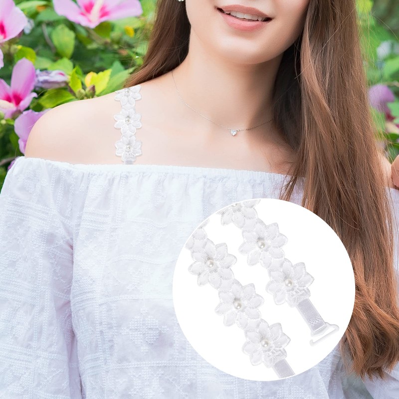 obmwang 3 Pairs Women's Bra Straps Lace Flower Elastic Adjustable