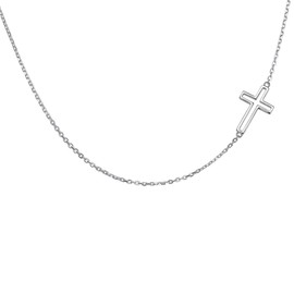 DAOCHONG S925 Sterling Silver Jewelry Sideways Hollow Cross Choker Necklace 14 inches to 18 inches