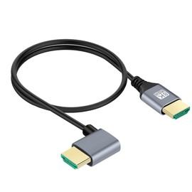 cablecc Ultra Thin HDTV HDMI 2.1 Male to Male Cable 8K 4K Hyper Super Flexible Slim Cord 90 Degree Right Angled Type-A for Computer HDTV 50cm