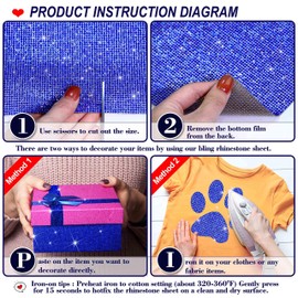 Locacrystal Bling Rhinestone Sticker DIY Car Decoration Stickers Self-Adhesive Hotfix Glitter Crystal Gem Sheet Stickers for Cars Crafts with 19440 Pcs 2mm Rhinestones (Blue/Sapphire,9.4" x 15.8")