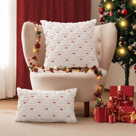 a moment New 3D Christmas Tree Pillow - Ultra Soft Fluffy Holiday Decor Throw Pillow Cover Pack of 2, Festive Bed Sofa Couch Decor for Xmas (White, 20x20 Inch)