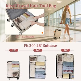 Packism Heat-Resistant Hair Tool Bag - Fits Dyson Airwrap & Shark Flexstyle, Multi-Compartment for General Curling Irons/Straighteners - Ceylon Ivory + Light Grey