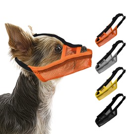 JOYPAWS Soft Dog Muzzle for Small Dogs Long Snout Breathable Air Mesh Drinkable Pet Muzzle to Prevent Biting Chewing with Adjustable Straps Anti-Barking Licking Orange XS