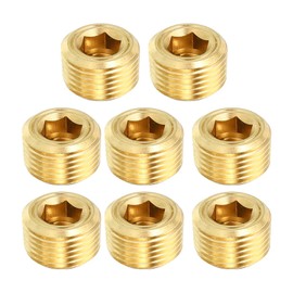 PATIKIL 3/8" NPT Brass Hex Countersunk Plugs, 12 Pack Counter Sunk Internal Hex Thread Socket Pipe Plugs Male Fittings for Water Oil Gas Pipeline