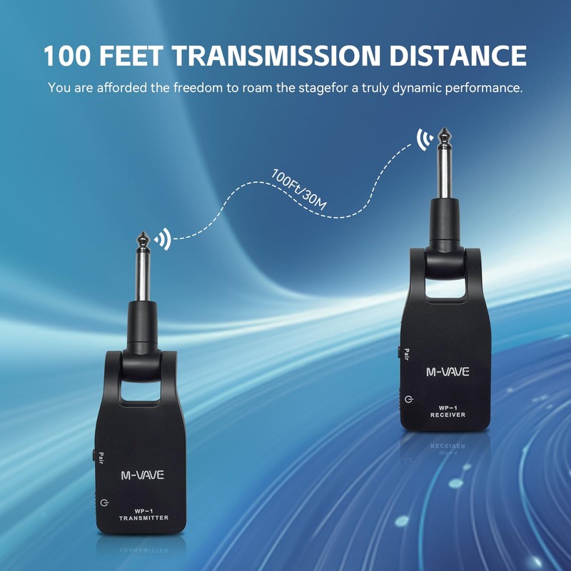 M-VAVE 2.4GHz Wireless Guitar System Built-in Rechargeable Upgrade Wireless Guitar