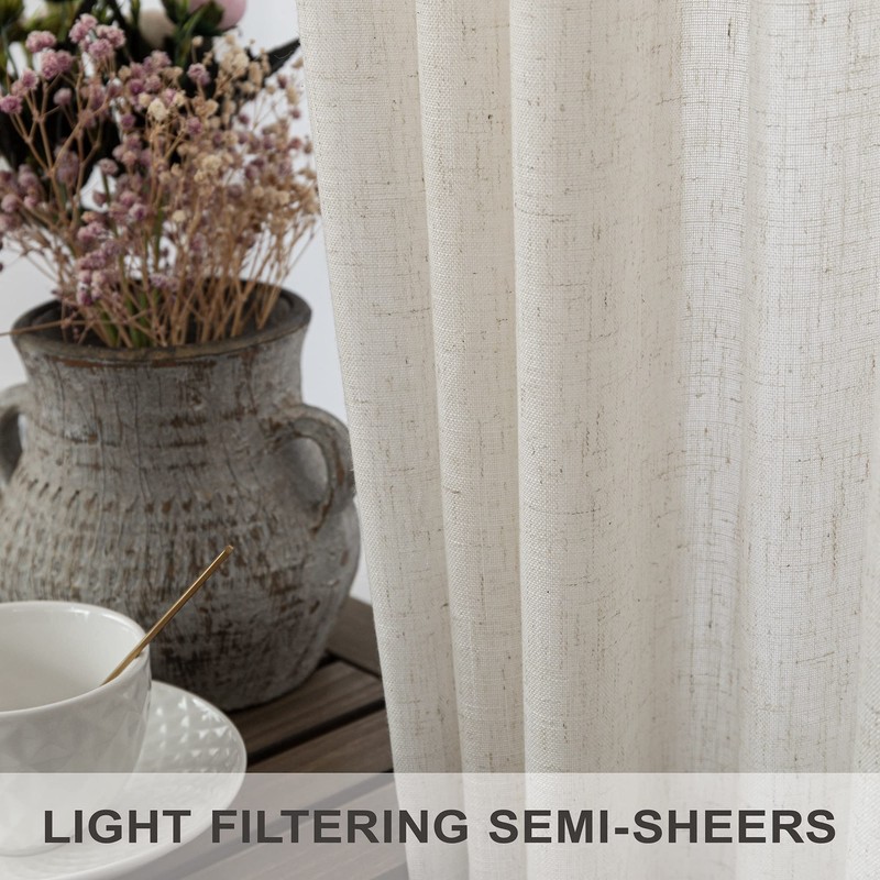 Natural Linen Curtains 54 Inch Length for Master Bedroom 2