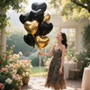 VGRDTW Heart Balloons, 12Pcs Black & Gold Heart Shaped Foil