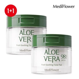 Mediflower Aloe Vera Fresh Soothing Toner Pads 60 sheets x 2, single option / 메디플라워 알로에베라 프레쉬 수딩 토너패드 60매x2개, 단일옵션
