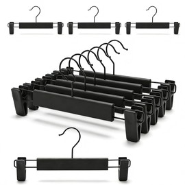 10 Pack Space-Saving Non-Slip Trouser Hangers, Thickened Plastic 360° Swivel Hook With Adjustable Clips, Scratch-Wrinkle Resistant Rust-Proof, For Closet Organization Jeans Skirts Towels
