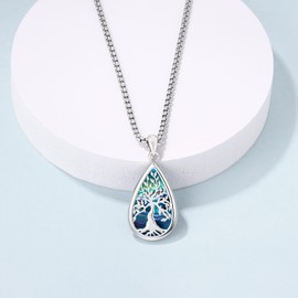 Friggem 925 Sterling Silver Tree of Life Necklace, Tree of Life Pendant Jewellery for Women Mother Girls with Gift Box, Sterling Silver, Abalone