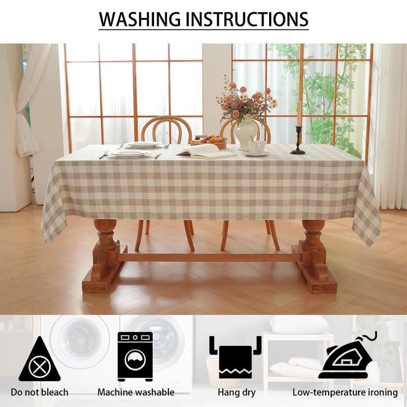 gillhov Checkered Tablecloth Rectangle Washable Buffalo Plaid Table Cloth Cotton