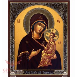 Christian Wooden Icon Theotokos of Tikhvin Тихвинская Икона Б.М. 5.1" x 6.2"
