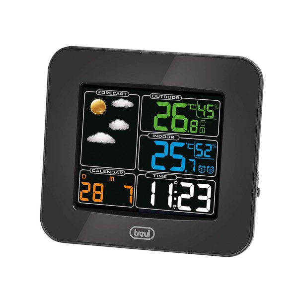 Trevi ME 3165 RC Weather Station with External Sensor, Black, 15 x 5.7 x 13.5 cm