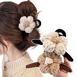 LilaLemon 2Pcs Flower Hair Claw Clips for Women， Ponytail Holder Headwear，Big Claw Clip Set，Hair styling Accessories for Straight, Curly, Wavy Hair，Non Slip Hair Clips Products Women