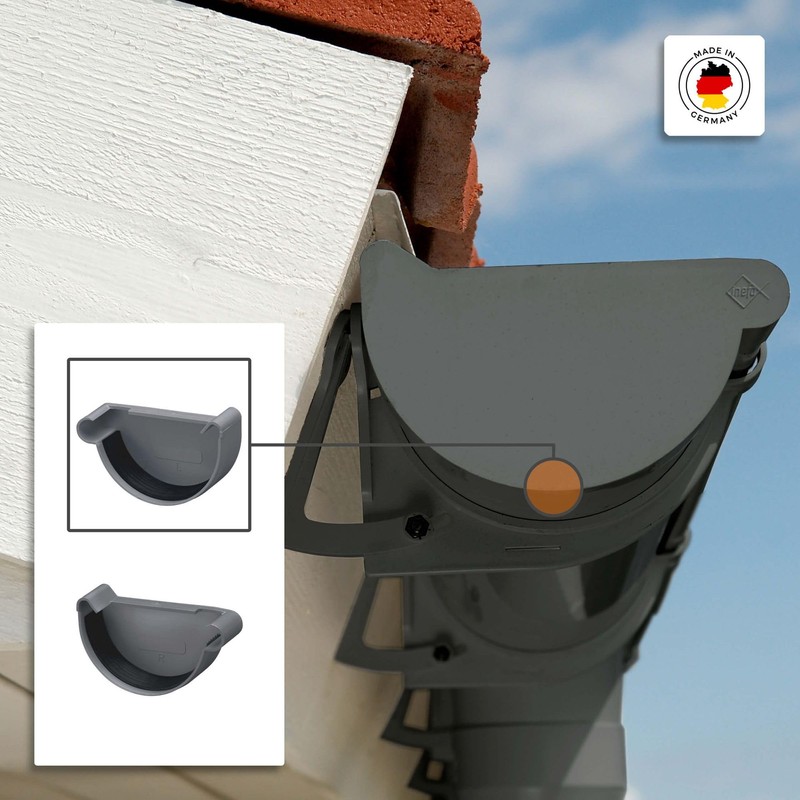 INEFA Gutter End Piece Semicircular, PVC NW100 / 100 mm,