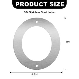 5 Inch Floating House Numbers and Metal Letters for Outdoor Signs, Modern 304 Stainless Steel Silver Address Numbers for Home, Apartment, and Garden Decor (Letter O)