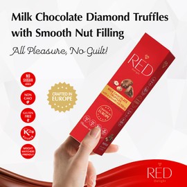 Red Delight Milk Chocolate Diamond Truffles with Smooth Nut Filling - Pack of 10 (With 40 Chocolate Truffles) 15.50oz Creamy Treats - Kosher, No Added Sugar, Gluten-Free European-Style Chocolates